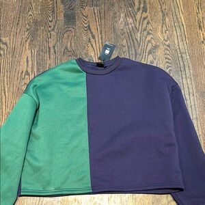NWTColorblock Green and Purple Men's/unisex Sweatshirt XL